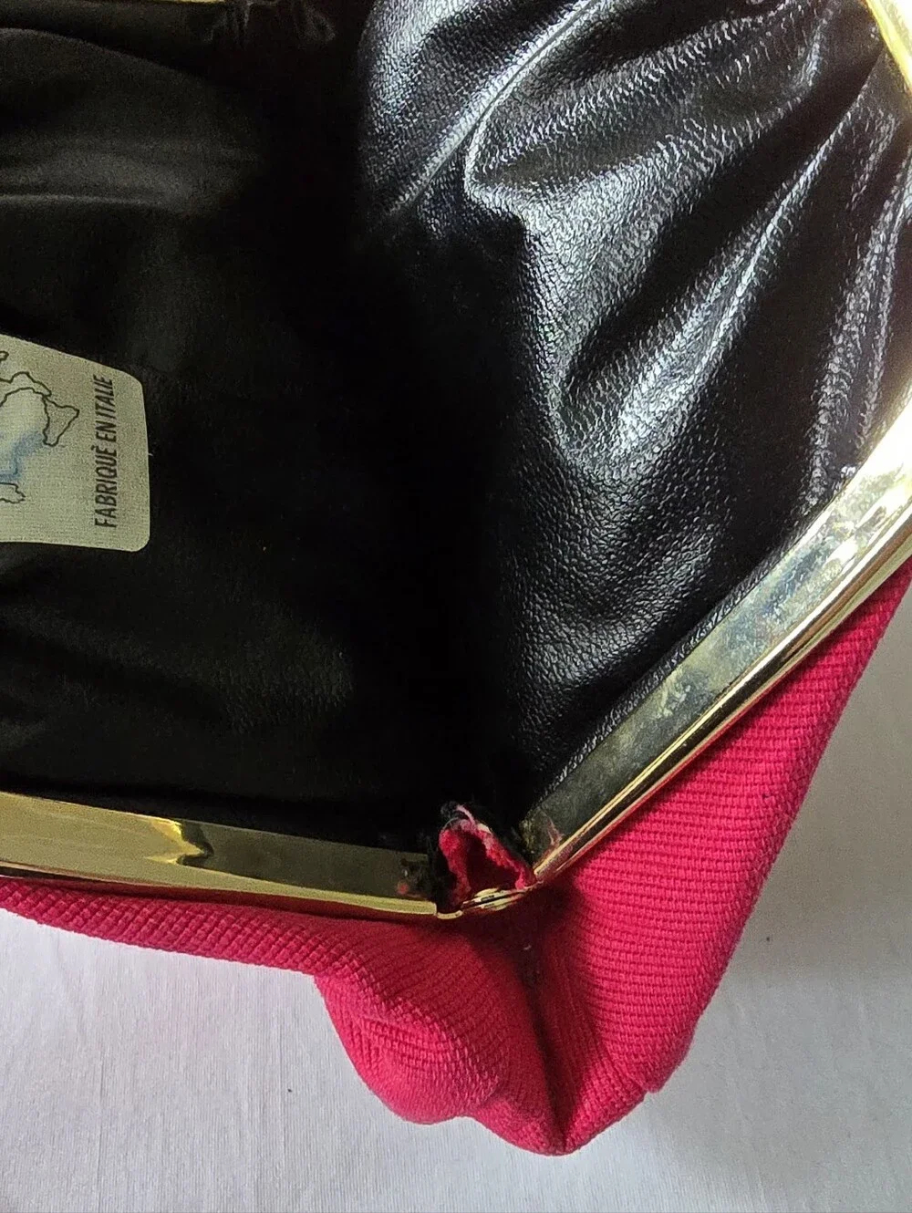Vintage Italian Kiss-Lock Handbag Fuchsia Pink Woven Evening Bag Made in Italy